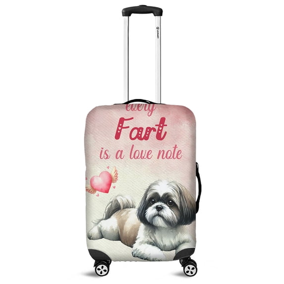 Every Fart is Love Note Shih Tzu Guilty Face Happy Valentine's Travel Luggage Cover Lion Dog Lover Gifts Suitcase Dust Protective Decor - 01016