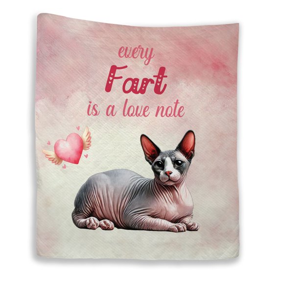 Every Fart is Love Note Sphynx Guilty Face Happy Valentine's Quilt Blanket Cat Lover Kitten Owner Gifts Idea Cozy Comforter Throw Blanket - 01016
