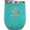thumbnail image 1 of Every Flower Blooms in It's Own Time, Watercolor Yellow Coneflower Art Merch Gift, Mint 12oz Wine Tumbler, 1 of 1