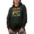 thumbnail image 1 of Every Girl Needs a Little Rip in Her Jeans, Women Fashion Statement, Black Hooded Sweatshirt or Hoodie, Small, 1 of 5