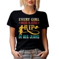 thumbnail image 1 of Every Girl Needs a Little Rip in Her Jeans, Women Fashion Statement, Black T-Shirt, XL, 1 of 5