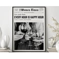 thumbnail image 1 of Every Hour Is Happy Hour Poster, Trendy Newspaper Print, Vintage Bar Cart, Girly Dorm Retro Print, Happy Hour Print, Trendy Print Wall Art, Modern Wall Decor, 24x36 UNFRAMED, 1 of 2