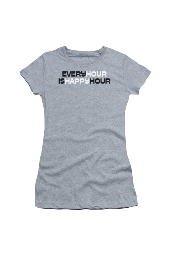 Every Hour Is Happy Hour Humorous Funny Saying Juniors Sheer T-Shirt Tee