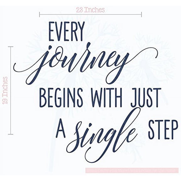 Every Journey Begins with Just a Single Step Wall Vinyl Decals Lettering Sticker Inspirational Quote Décor, 23x19, Deep Blue