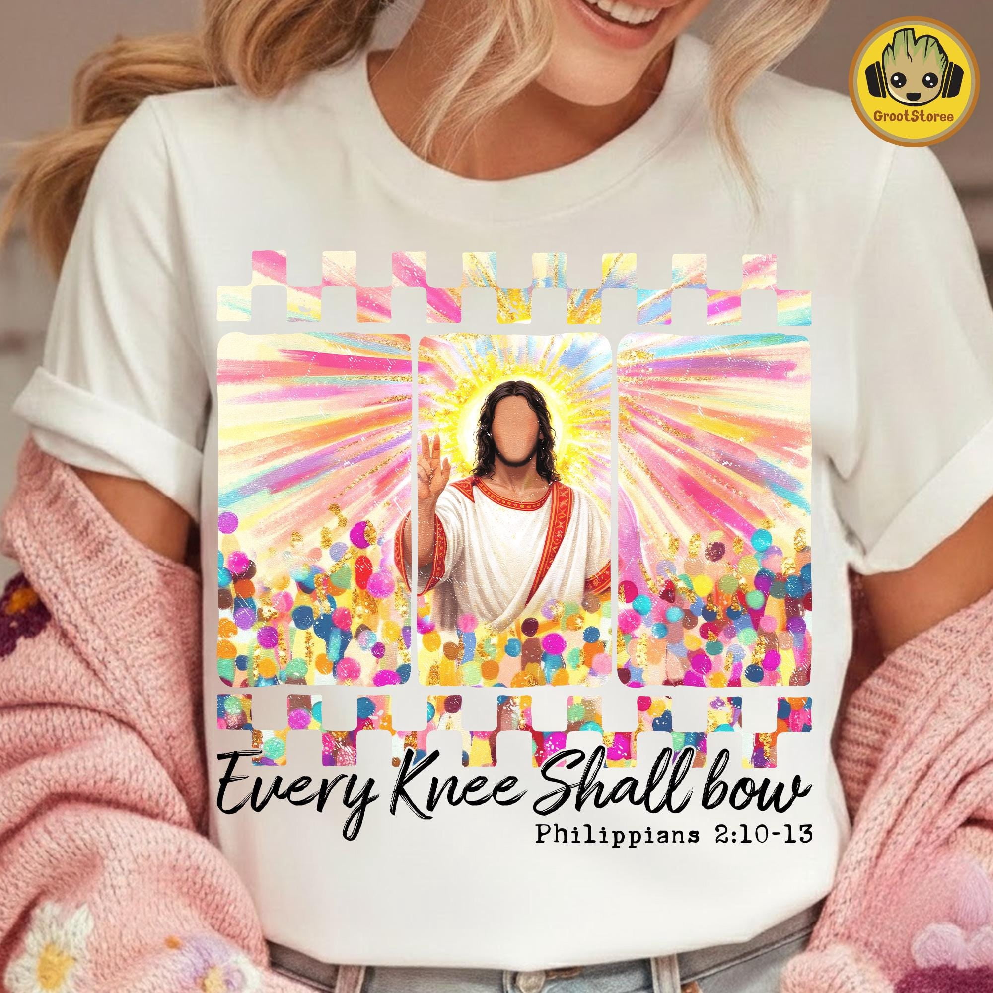 Every Knee Shall Bow T-shirt, Jesus Easter Bow Design, Bible Verse ...
