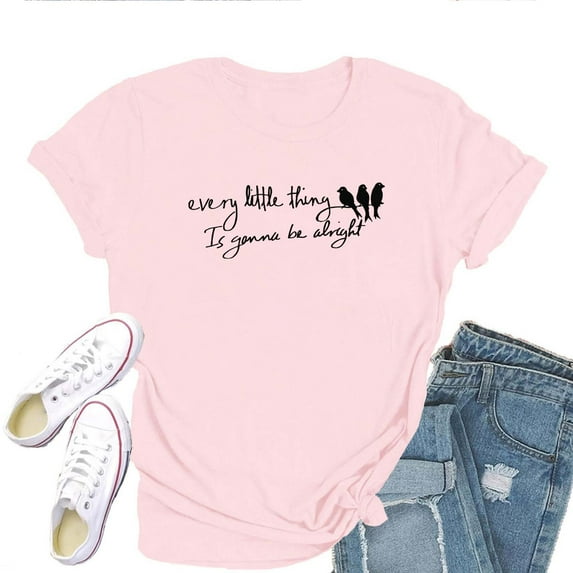 Every Little Thing Gonna Be Alright Women's T-Shirt – Cute Three Little Birds Graphic Tee, Short Sleeve Top