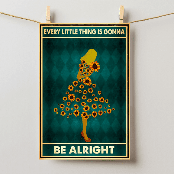 Every Little Thing Is Gonna Be Alright Inspirational Quote Wall Art, Unframed Paper Poster 8x10in