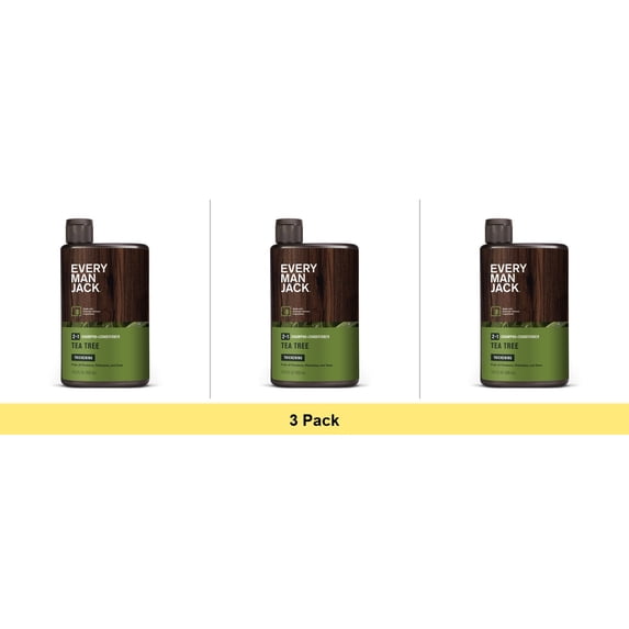 Every Man Jack 2 In 1 Thickening Shampoo plus Conditioner for Hair, 13.5 Oz - 3 Pack