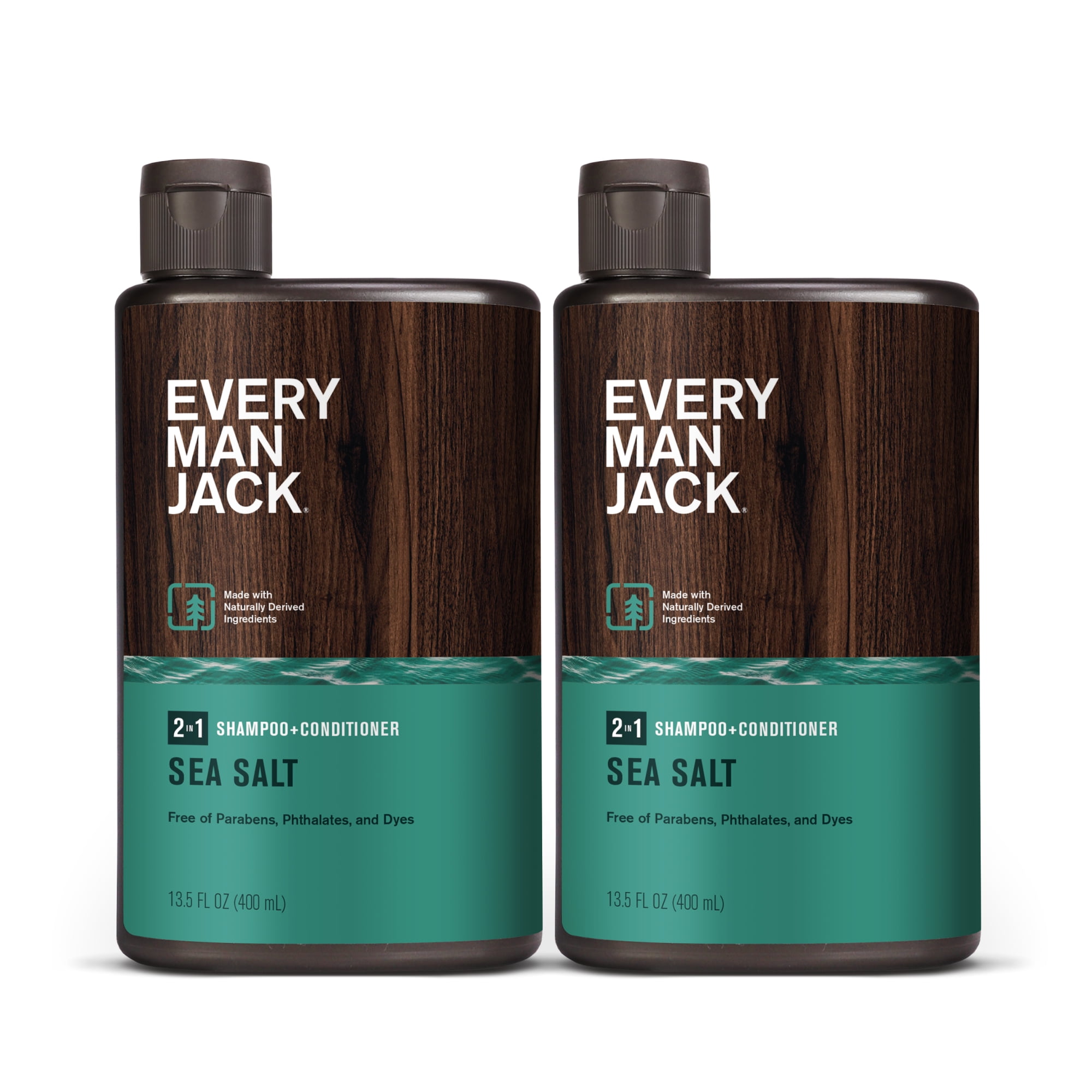 Every Man Jack 2-in-1 Shampoo and Conditioner, Sea Salt, Twin Pack 13.5oz each - For All Hair Types