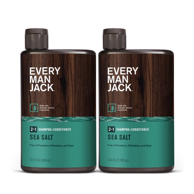 Every Man Jack 2-in-1 Thickening Shampoo and Conditioner, Sea Salt, 13 ...