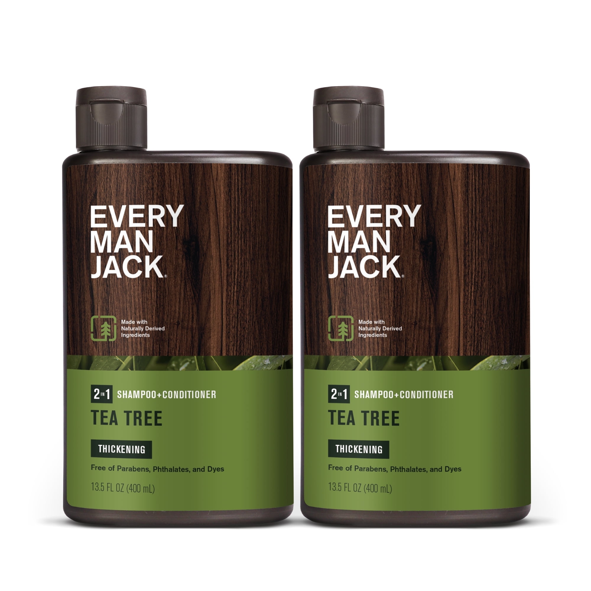 Every Man Jack 2-in-1 Shampoo and Conditioner, Thickening Tea Tree, Twin Pack, 13.5oz each - For All Hair Types