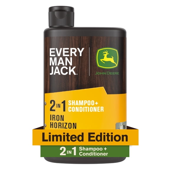 Every Man Jack Limited Edition John Deere Collection, 2-in-1 Men's Shampoo and Conditioner, Iron Horizon scent, 13.5 oz