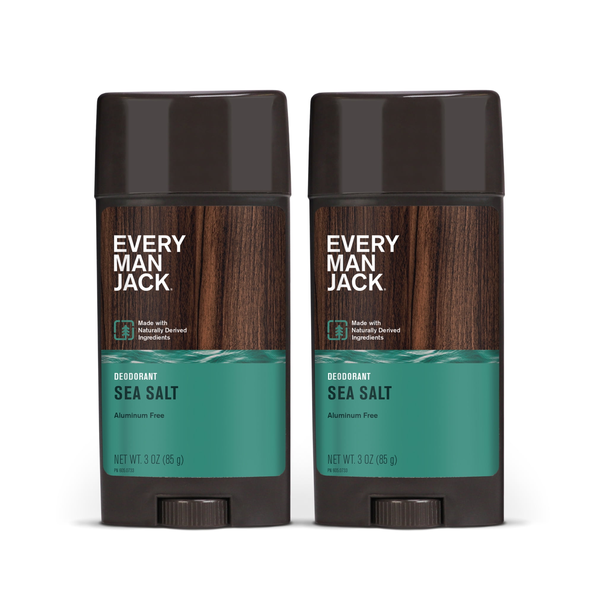 Every Man Jack Aluminum Free Deodorant for Men, Sea Salt, Twin Pack, 3oz each