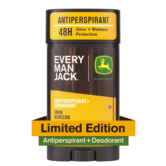 Every Man Jack Limited Edition John Deere Collection, Antiperspirant Men's Deodorant, Iron Horizon scent, 2.6 oz