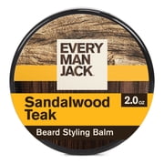 Every Man Jack Sandalwood Teak Grooming Beard Styling Balm for Men, Naturally Derived, 2 oz