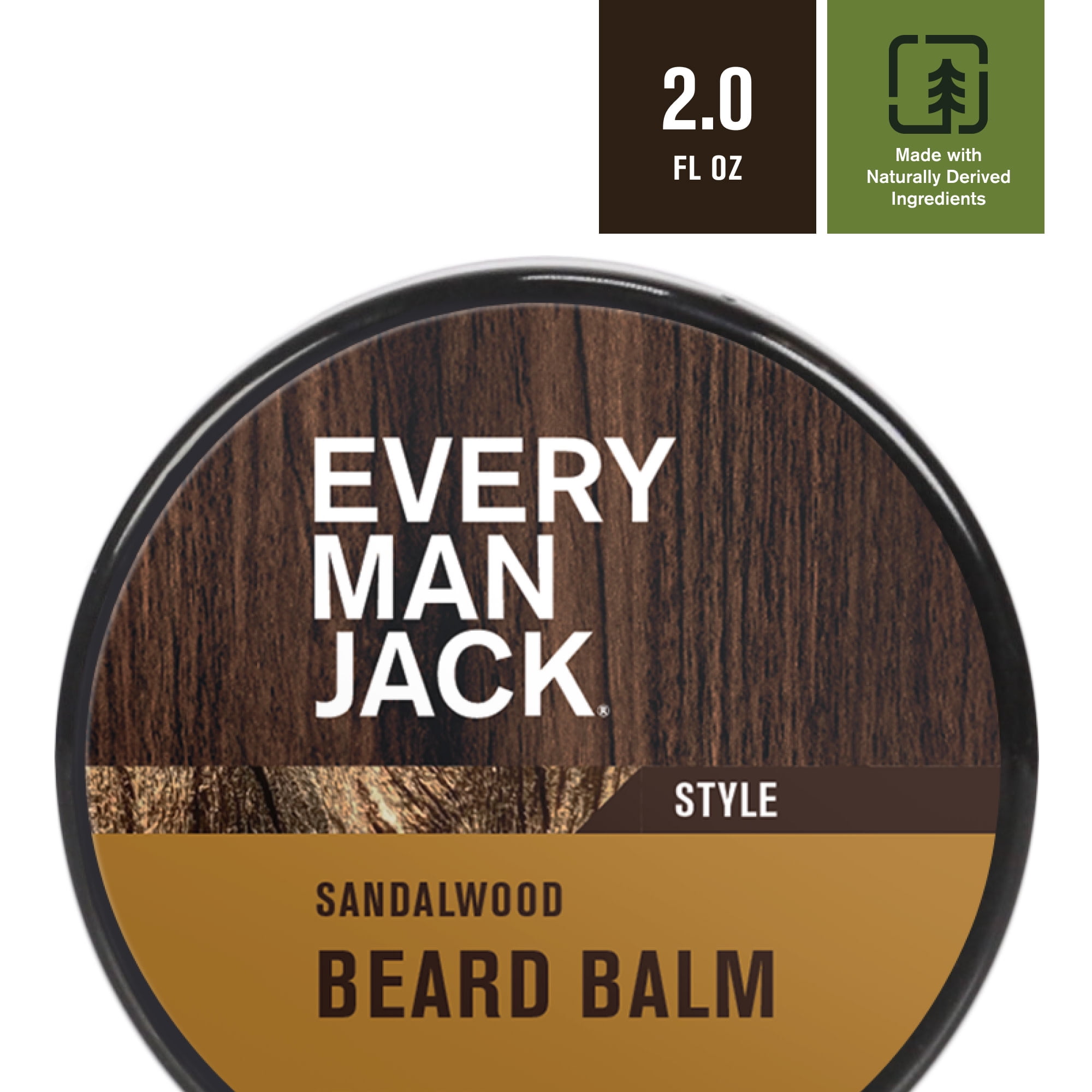 Every Man Jack Beard Balm – Moisturize and Style Beard – Light Sandalwood Scent – 2oz