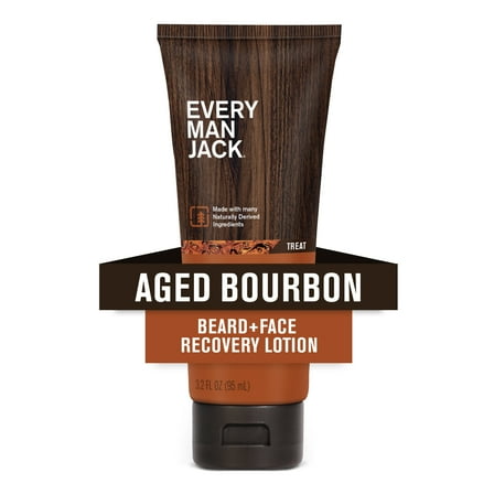 Every Man Jack Aged Bourbon Recovery Beard and Face Lotion for Men, Naturally Derived, 3.2 oz