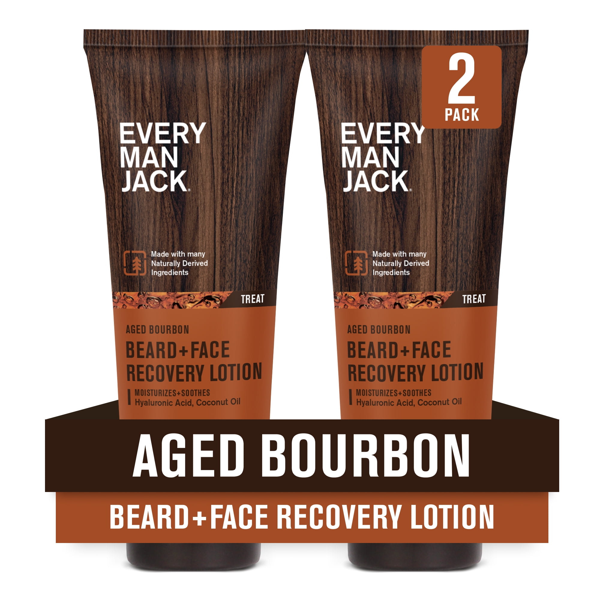 Every Man Jack Beard Recovery Lotion, Aged Bourbon, Twin Pack, 3.2oz each