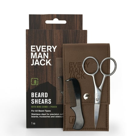 Every Man Jack Beard Shears, Stainless Steel Grooming Scissors, 6 Inches, 1 Count