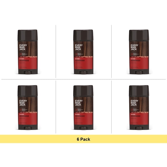Every Man Jack Body Deodorant, Cedarwood, 3 oz - 6 Pack Bundle