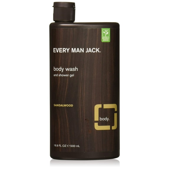 Every Man Jack Body Wash And Shower Gel 16.9 Ounce Sandalwood (499Ml) (2 Pack).