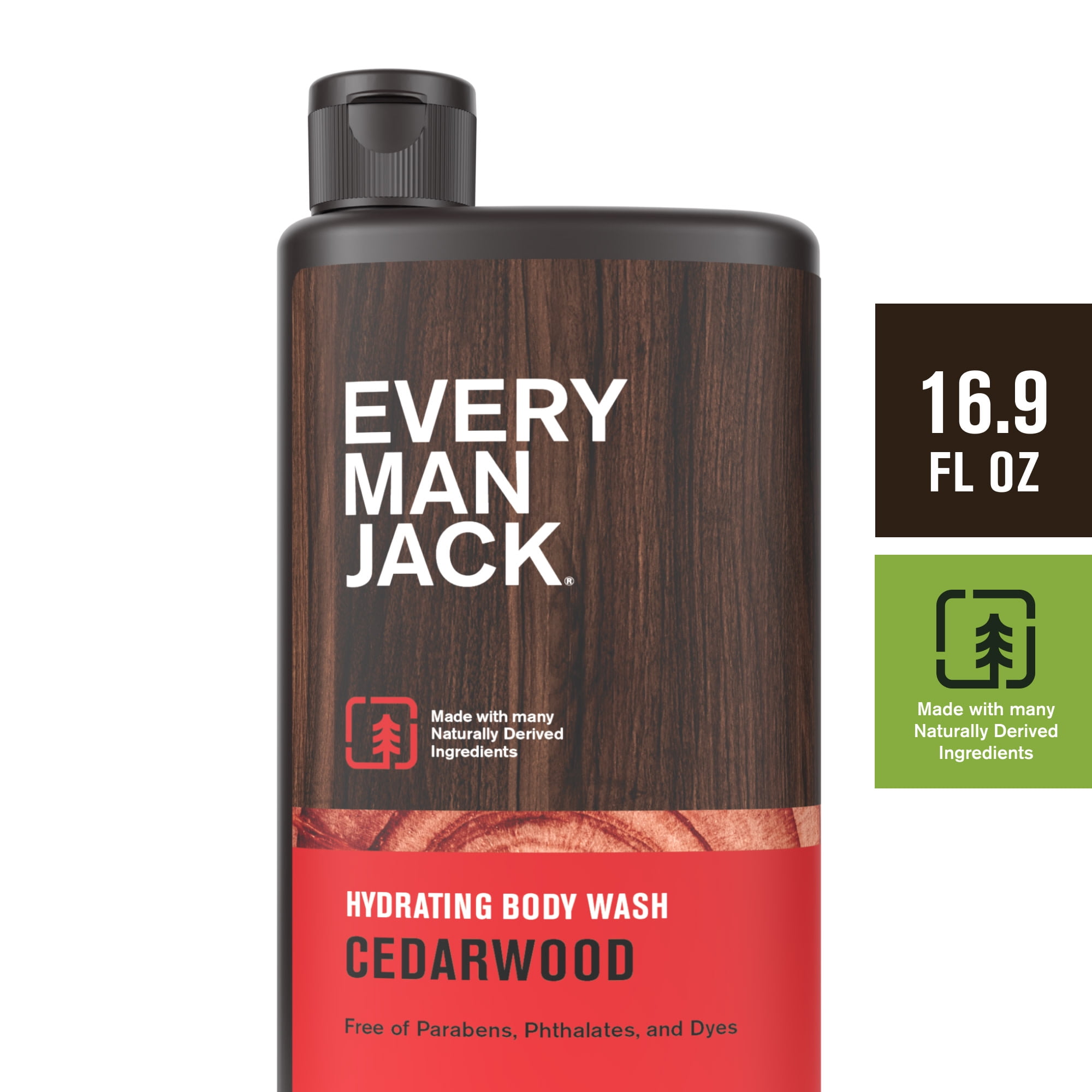 Every Man Jack Men's Hydrating Body Wash Soap for All Skin Types, Cedarwood, 16.9 Fluid Ounces