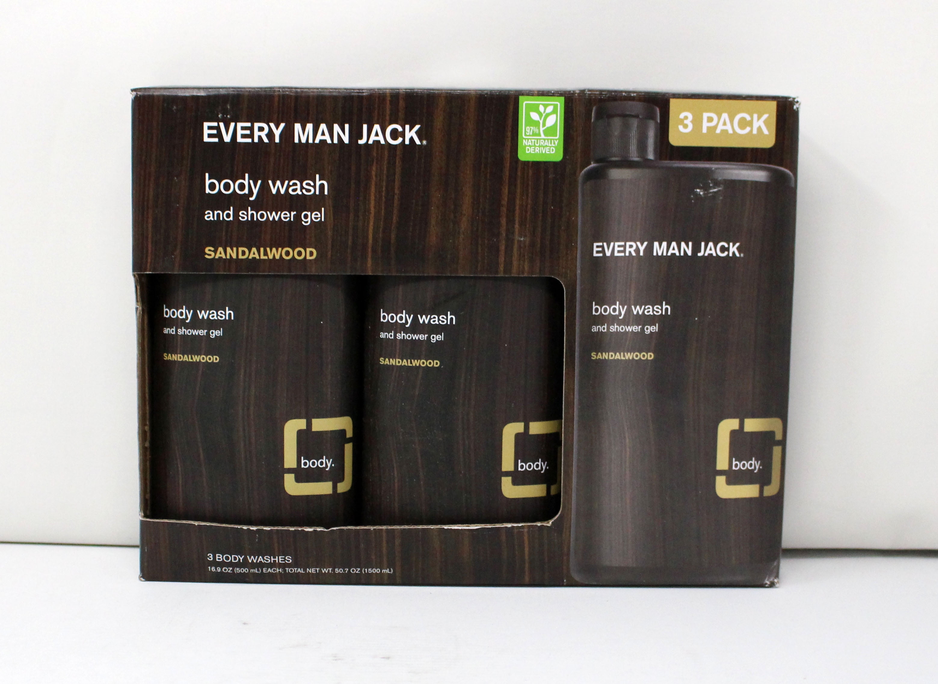 Every Man Jack Body Wash Sandalwood 50.7 Ounces 3 Pack