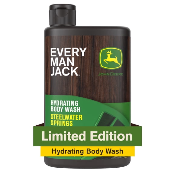 Every Man Jack Limited Edition John Deere Collection, Hydrating Men's Body Wash, Steelwater Springs scent, 13.5 oz