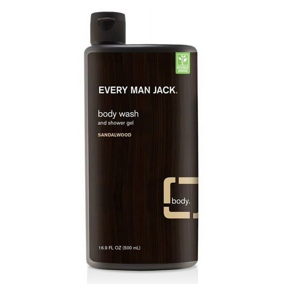 Every Man Jack Body Wash and Shower Gel, Sandalwood, 16.9 Oz
