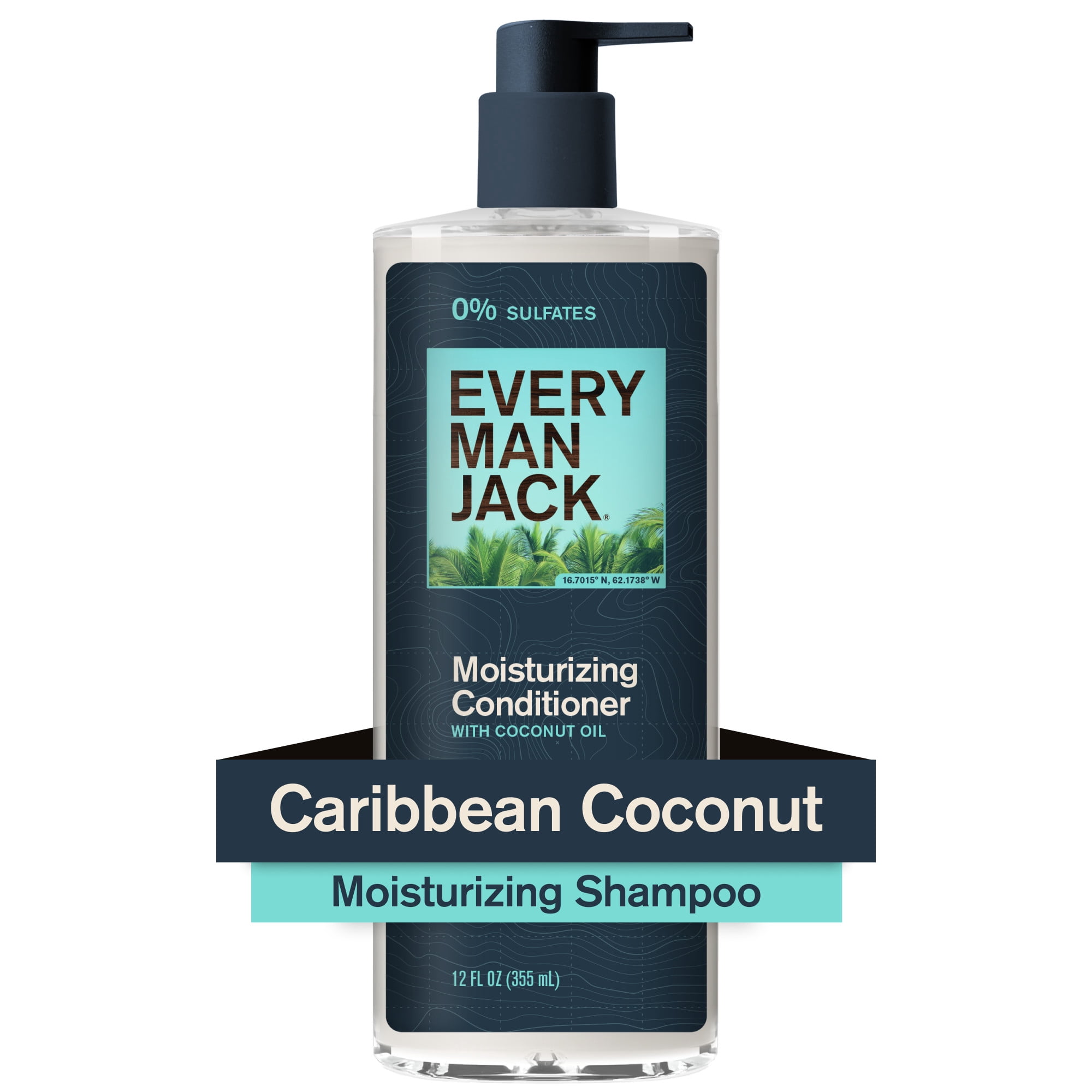 Every Man Jack Men's Refreshing Conditioner - Caribbean Coconut - Made with Plant Powered Moisturizing Ingredients like Coconut & Argan Oil - 12 fl oz