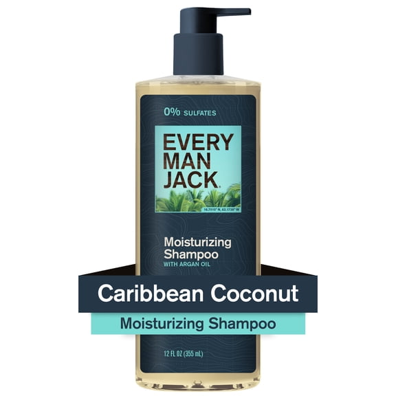 Every Man Jack Men's Refreshing Shampoo - Caribbean Coconut - Made w/ Plant Powered Moisturizing Ingredients like Coconut & Argan Oil - 12 fl oz