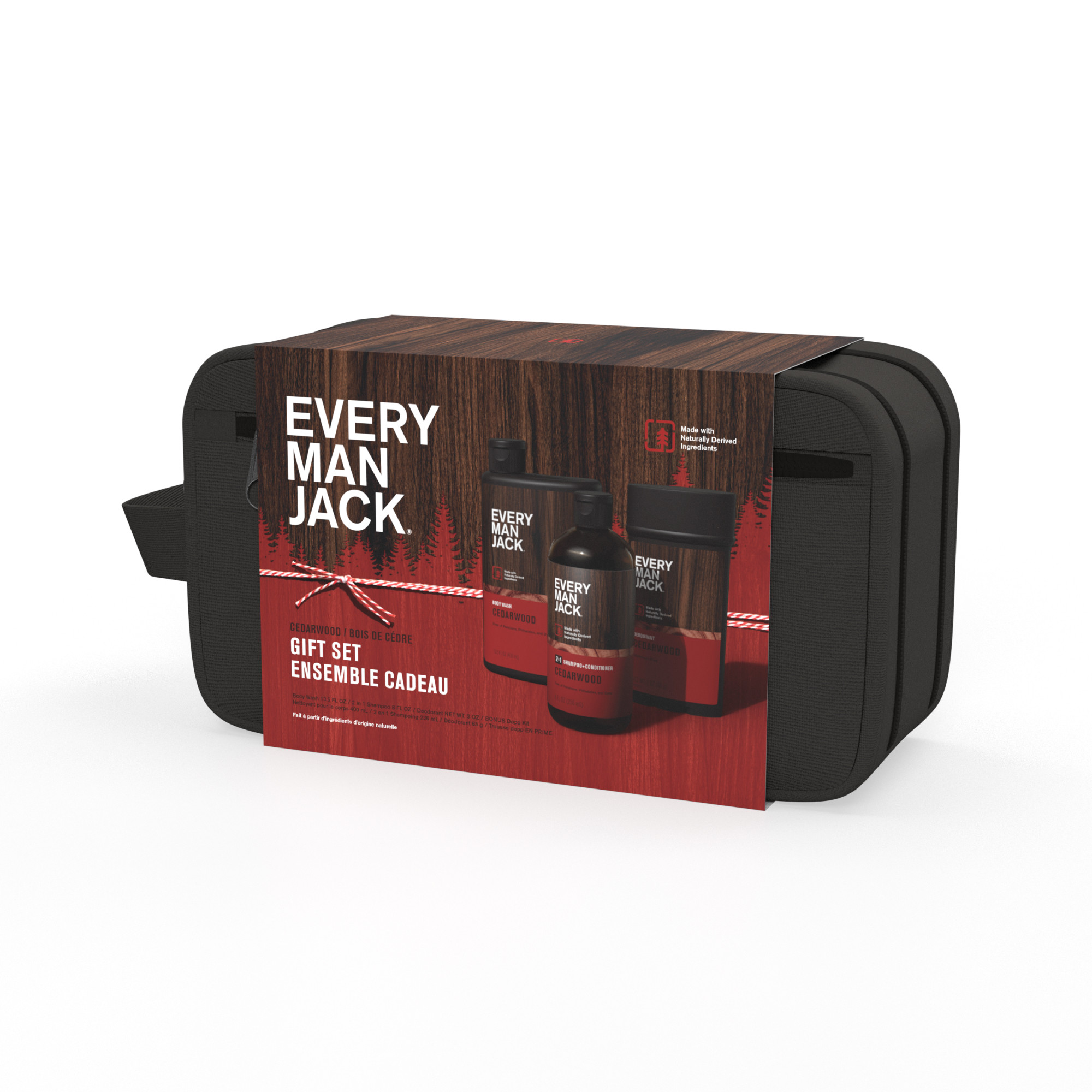 Every Man Jack Cedarwood Holiday Gift Set for Men Body Wash, Shampoo