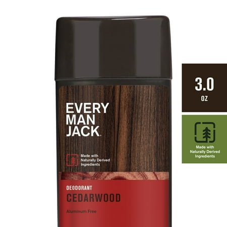Every Man Jack Men's Aluminum Free Natural Deodorant for Long Lasting Odor Protection, Cedarwood, 3 Oz