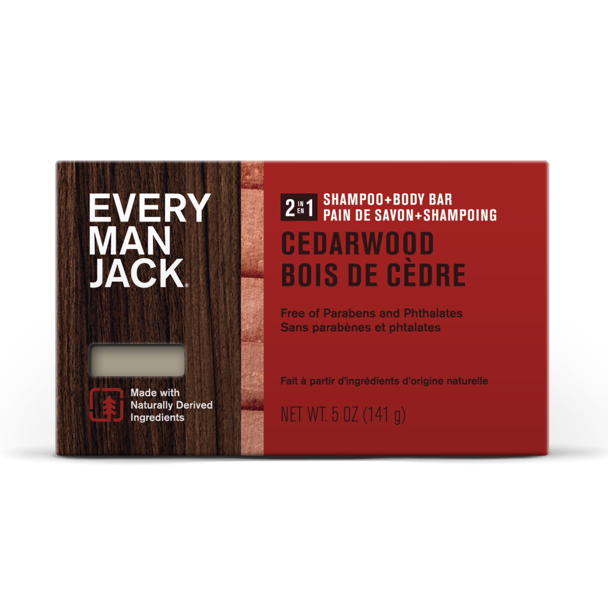 Every Man Jack Cedarwood Mens 2in1 Bar Soap Wash and Shampoo for