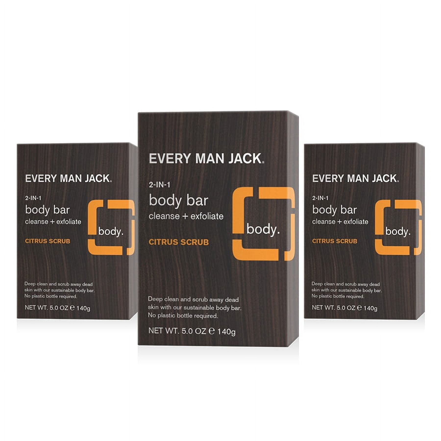 Every Man Jack Citrus Bar Soap for Body and Hair, Naturally Derived, 5