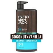Every Man Jack Coconut + Vanilla Daily 2-in-1 Shampoo and Conditioner for Men, Naturally Derived, 16 oz