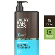 Every Man Jack Coconut Vanilla 2-in-1 Mens Shampoo & Conditioner,Naturally Derived, 16 oz