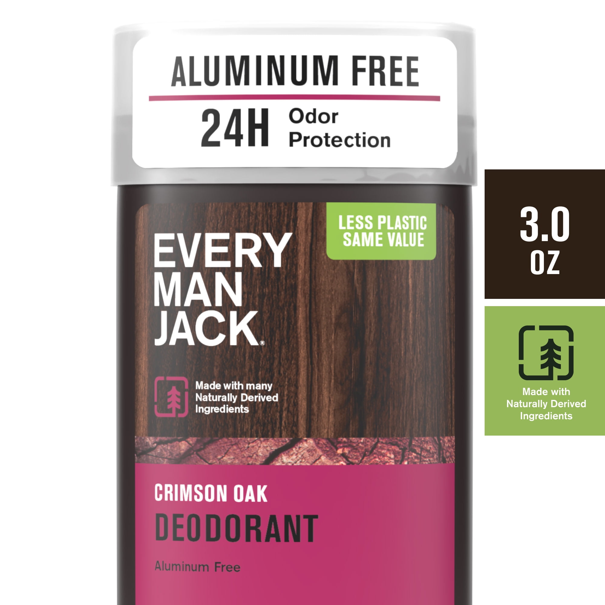Every Man Jack Crimson Oak Mens Deodorant - Aluminum Free Natural Deodorant - 3 oz