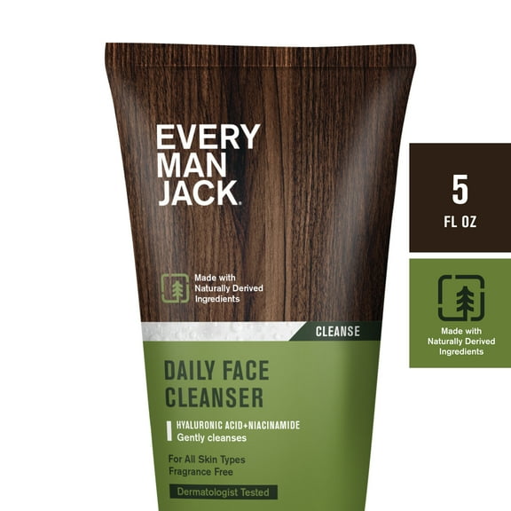 Every Man Jack Daily Energizing Fragrance Free Face Wash for Men, All Skin Types, 5 oz