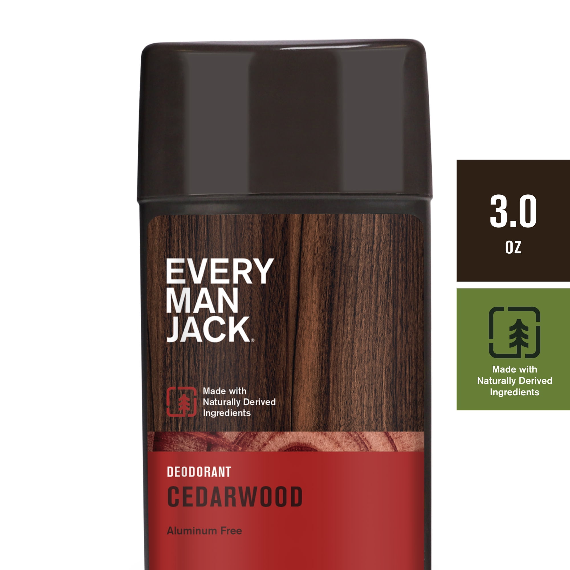 Every Man Jack Men's Aluminum Free Natural Deodorant for Long Lasting Odor Protection, Cedarwood, 3 Ounces