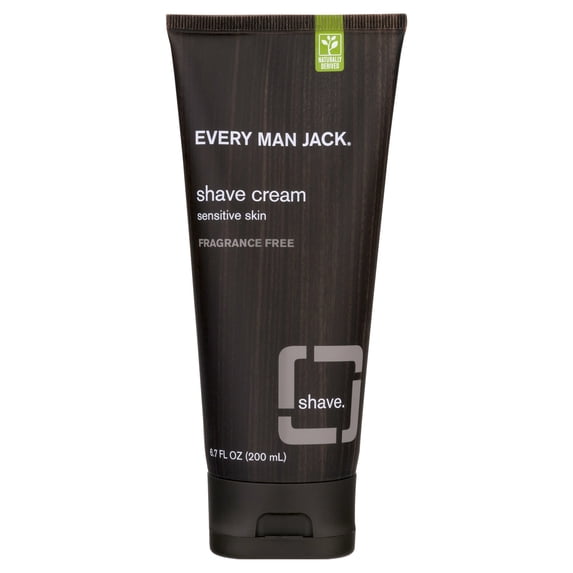 Every Man Jack Fragrance Free Shave Cream for Men, Naturally Derived, 6.7 oz