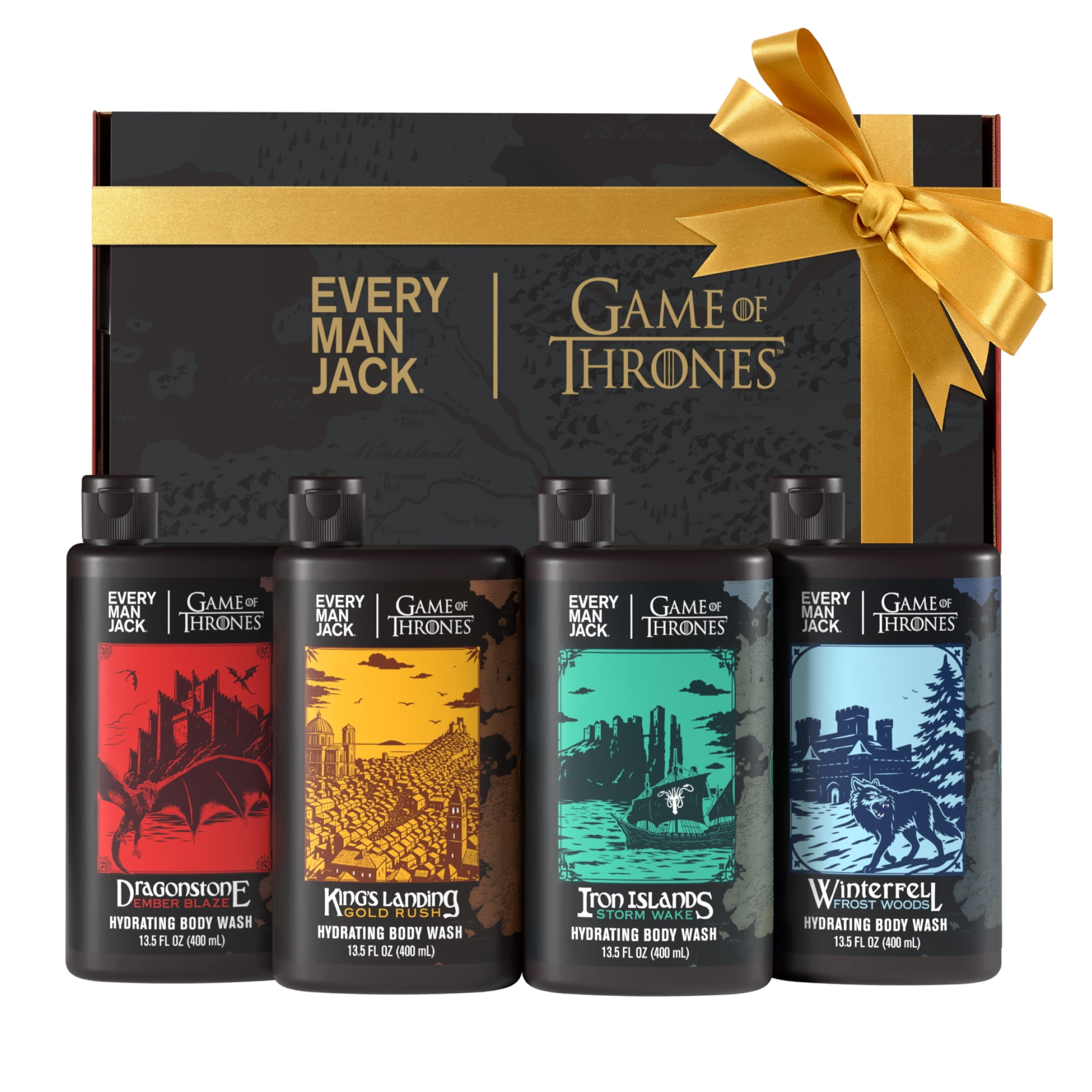 Every Man Jack Game of Thrones Collectors Body Wash Gift Set - Includes 4 Body Washes with Clean Ingredients & Westeros Inspired Scents