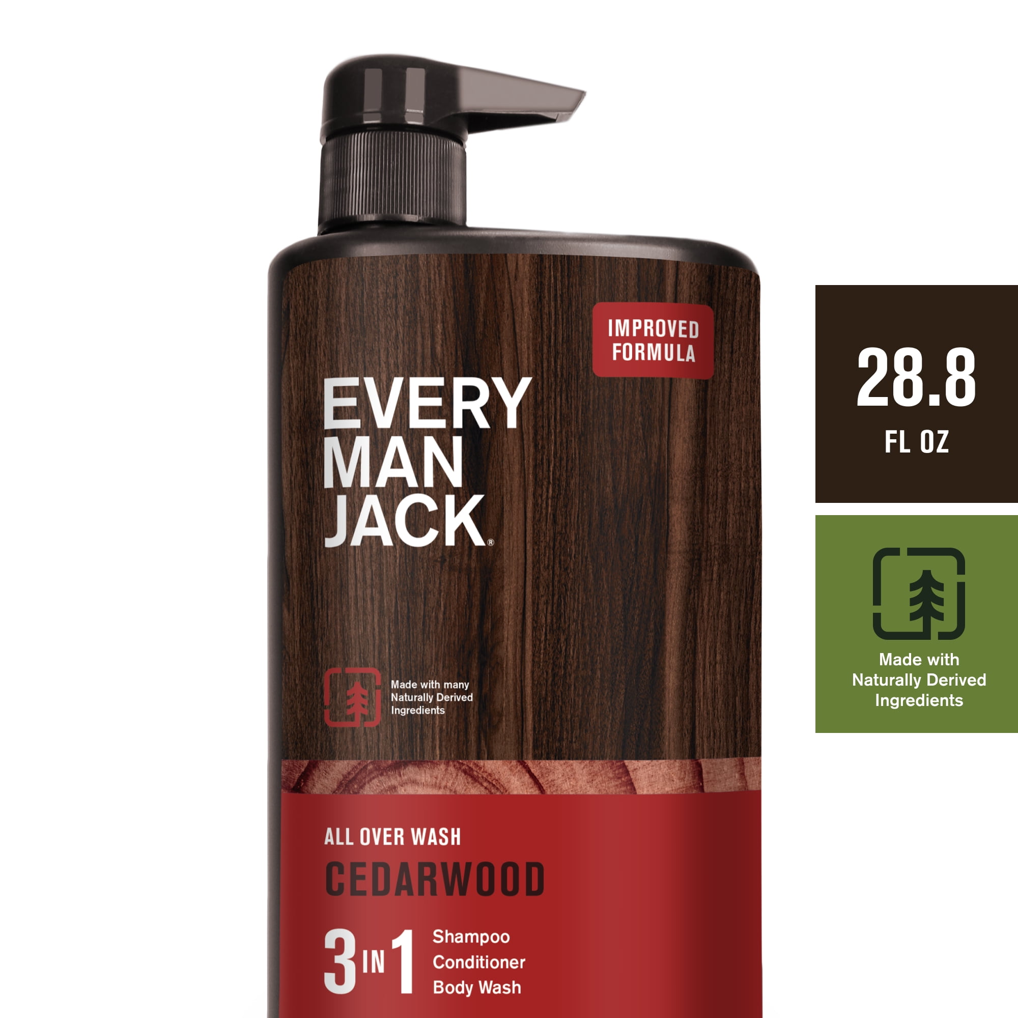 Every Man Jack Hydrating Men's Cedarwood 3in1 Body Wash, Shampoo and