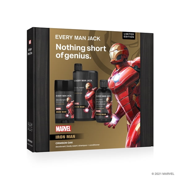 Every Man Jack Marvel Iron Man Bath and Body Gift Set for Men, Naturally Derived