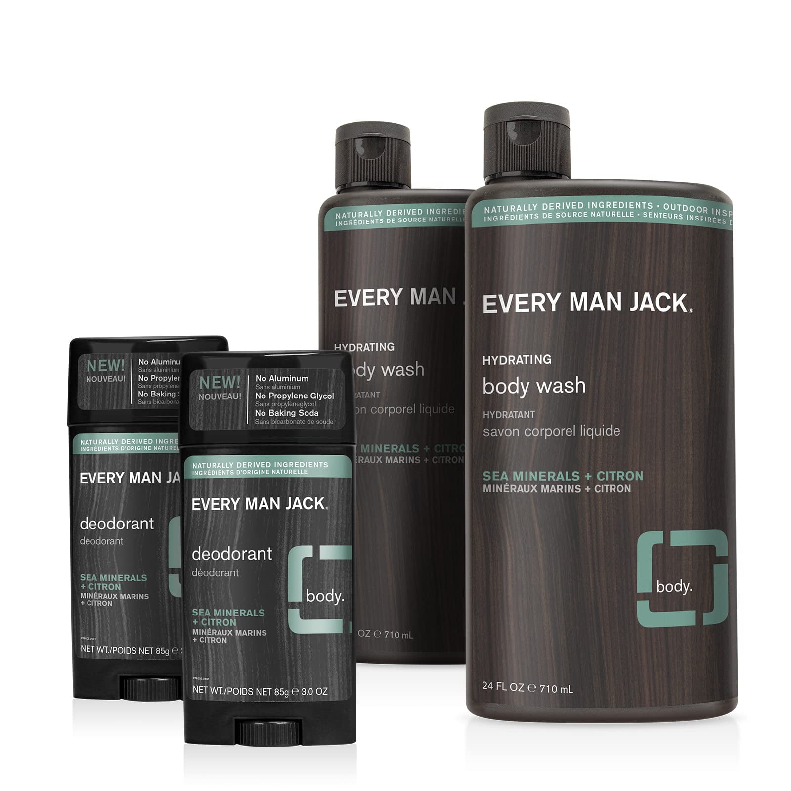 Every Man Jack Men’S Body Wash + Deodorant Set Cleanse All Skin Types