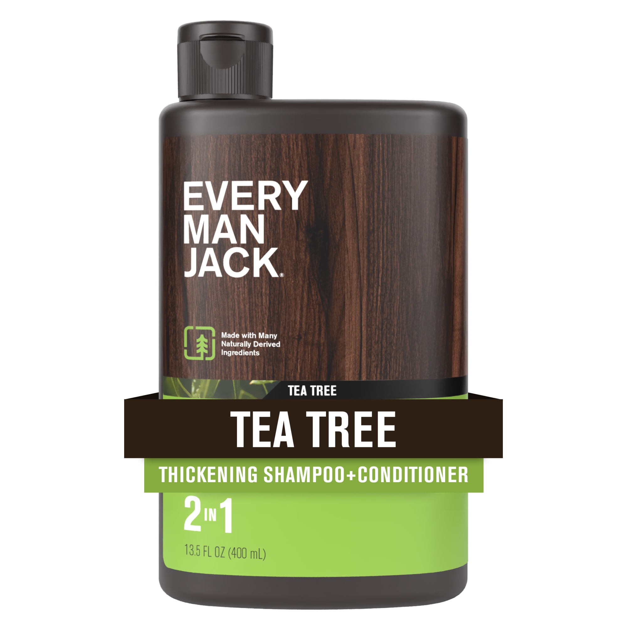 Every Man Jack Men's 2 in 1 Thickening Shampoo and Conditioner, Tea Tree, 13.5 fl oz
