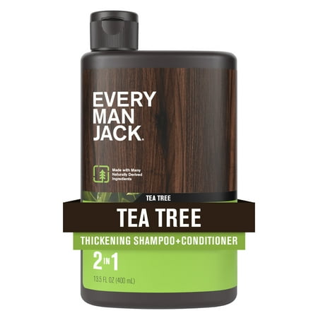 Every Man Jack Thickening Tea Tree 2-in-1 Shampoo and Conditioner for Men, Naturally Derived, 13.5 oz