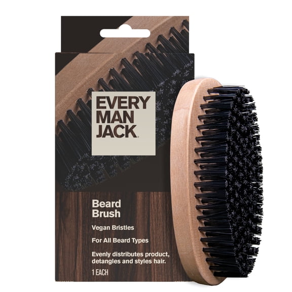 Every Man Jack Men's Beard Brush with Cruelty-Free Vegan Bristles, 1 pack