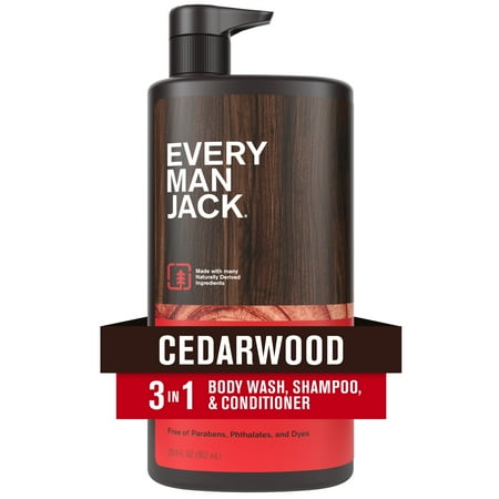 Every Man Jack Cedarwood Hydrating Men's 3-in-1 Body Wash and Shampoo and Conditioner - 28.8 fl oz