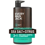 Every Man Jack Men's 3 in 1 Body Wash, Shampoo, and Conditioner, Sea Salt, 28.8 fl oz